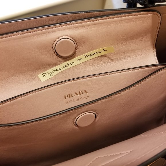 Prada Saffiano Small Double Cuir (Black/Pink) - Picture 15 of 16